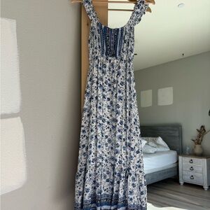 Floral Blue and White Maxi Dress
